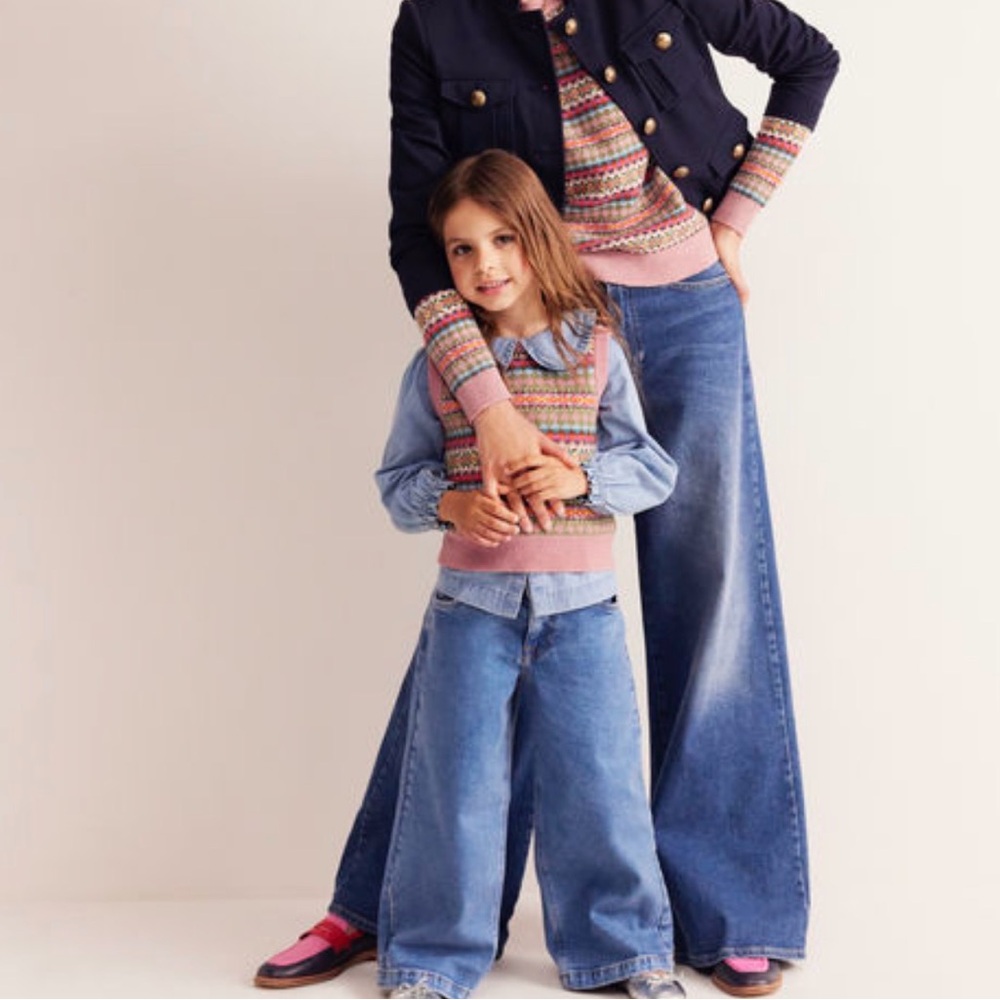 Boden Mommy & Me Fair Isle Sweater Vest Set L + 2-3 Mini Boden Matching